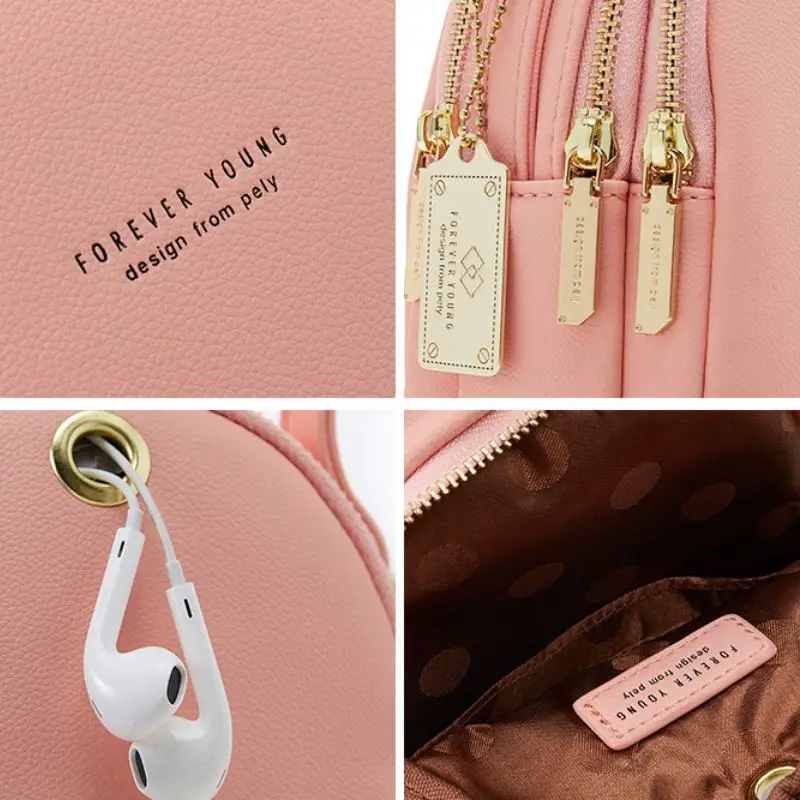 

Coolcept 2021 New Fashion Backpacks Pu Leather Circular Designer Women Bags For Summer Candy Color Pattern Casual Handbag