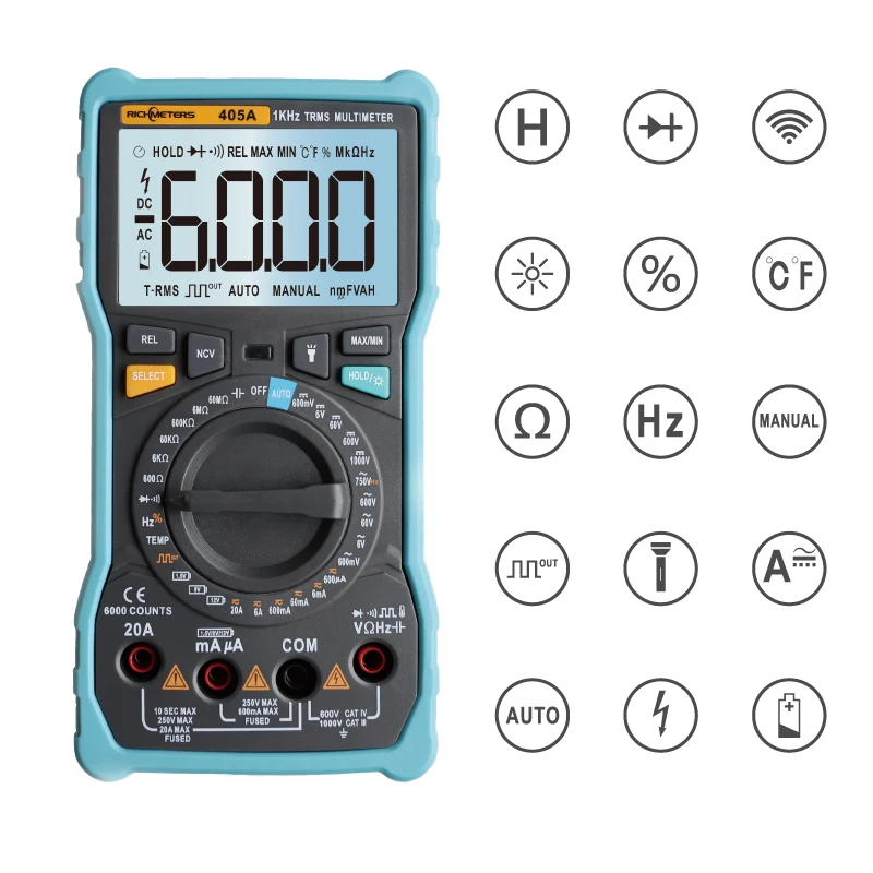 Цифровой мультиметр RICHMETERS 405A автоматический/ручной квадратный вольтметр с