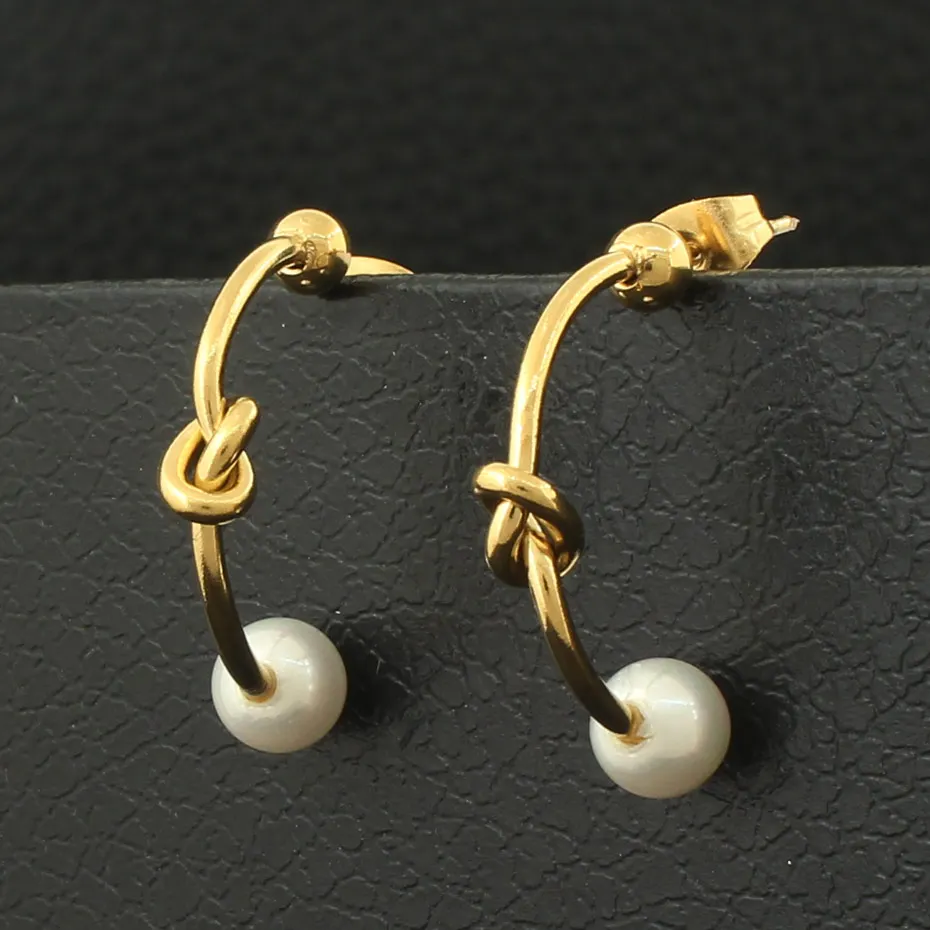 Newest Gold Color Fashion Stainless Steel Jewelry Simple Earrings Personality For Woman And Girl 2 Styles EBJZAIBB | Украшения и