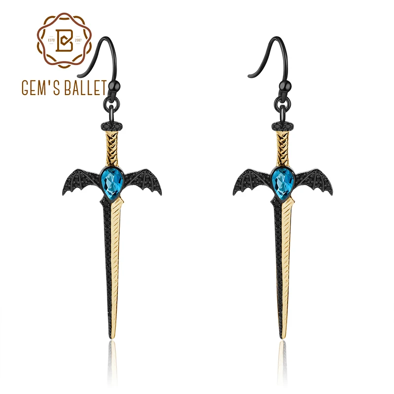 Винтажные серьги подвески в виде летучей мыши с крылом серебряные натуральным