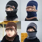Детская шерстяная шапка-шарф, теплая вязаная шапка в Корейском стиле для мальчиков и девочек, Осень-зима