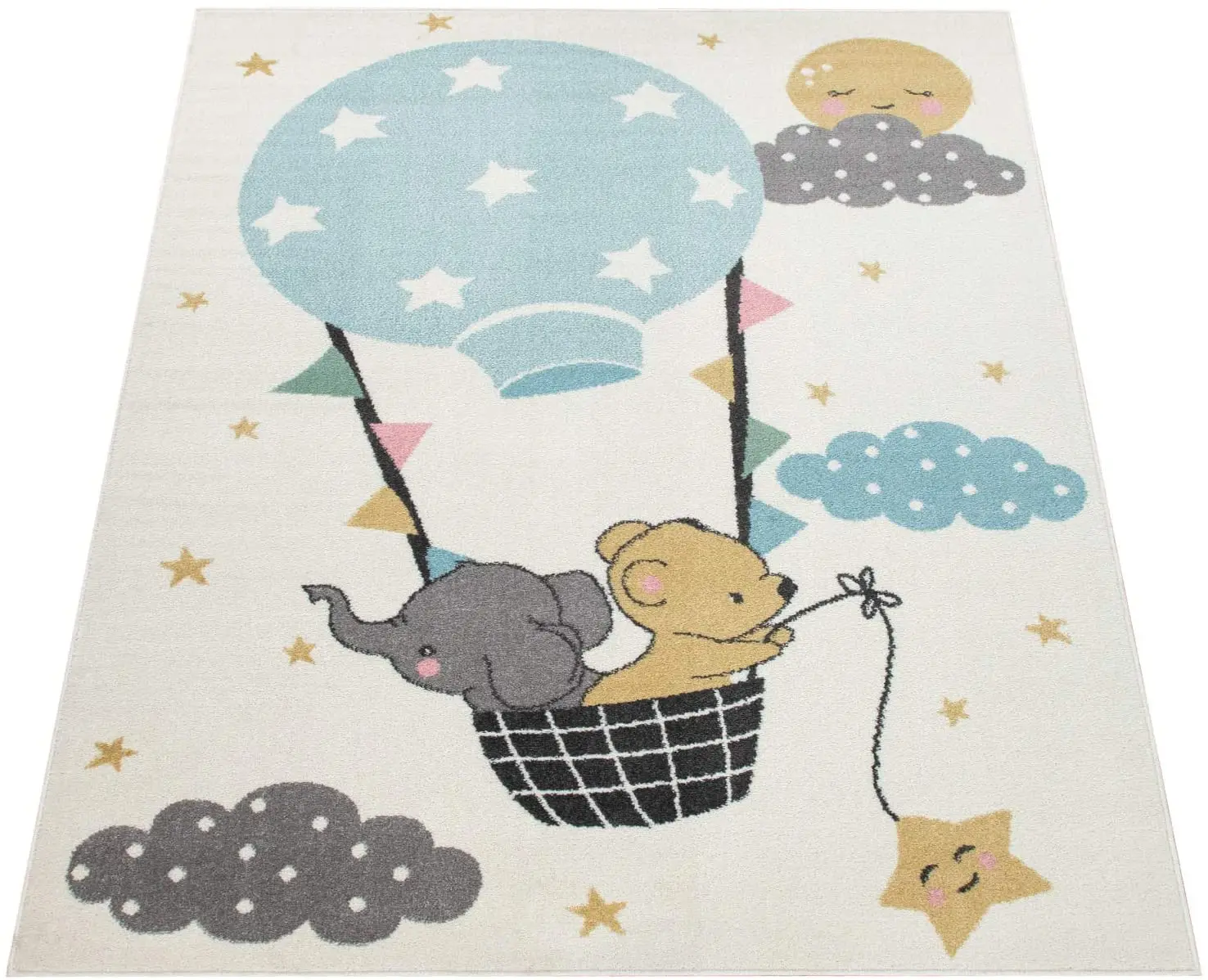 декор комнаты ковер Бежевый слон медведь и воздушный шар Противоскользящий