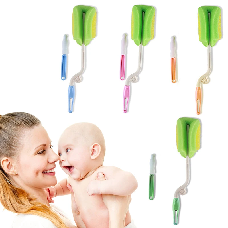 

Two Pieces Baby Milk Feeding Bottle Sponge Brush Bottle Washing Cleaning Kitchen High Quality Cleaner Tool Random Color For Baby