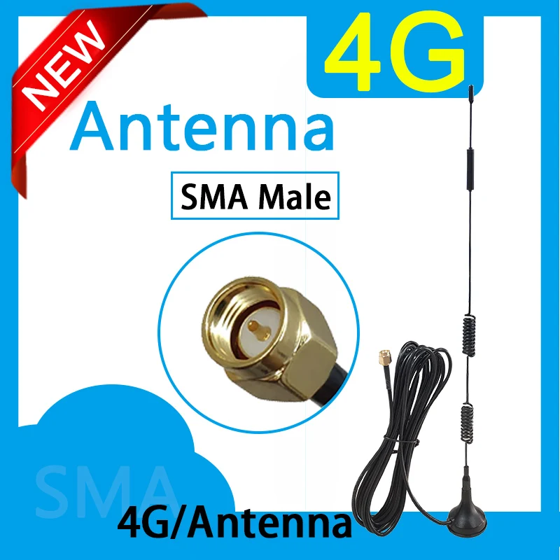 Grandwisdom 20PCS 3G4G LTE Antenna 15dbi SMA Male Connector Aerial 698-960/1700-2700Mhz IOT magnetic base 3M Clear Sucker Antena