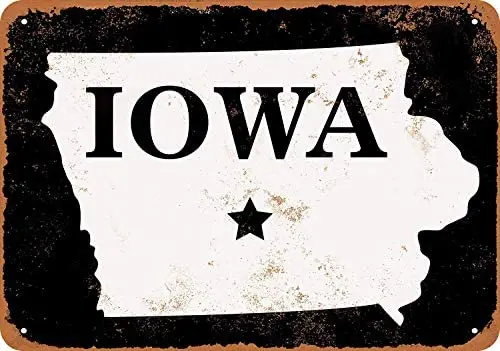 

12 x 16 Metal Sign - Vintage Look Iowa State 2 (Black Background)