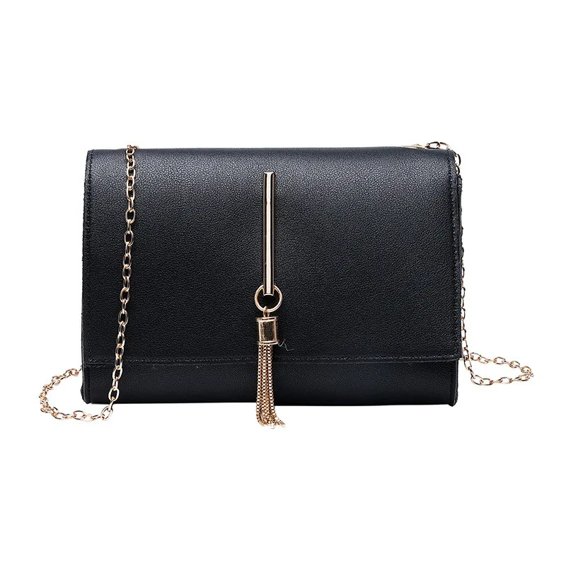 

Tassel Women's Shoulder Bag PU Leather Ladies Messenger Bag Female Pure Color Small Square Bag Clutch Bags 2021 Handbags