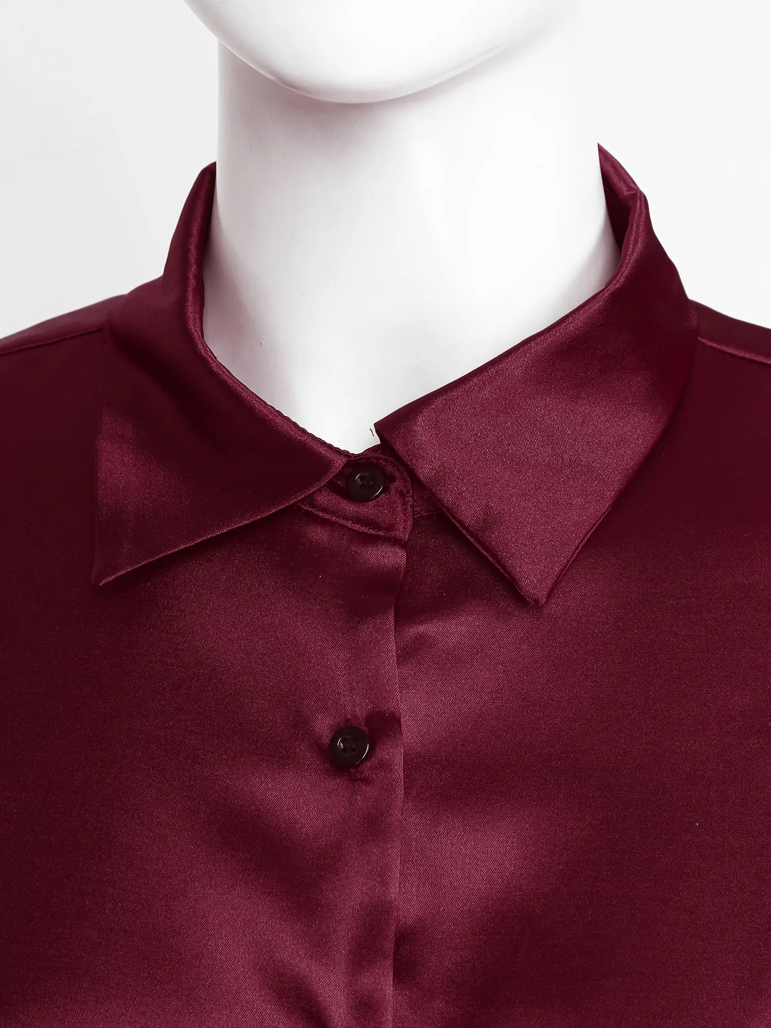 New Women Satin T-Shirts Pajamas 3/4 Sleeve Turn-Down Collar Button Nightshirt Solid Color Nightdress Sleepwear Casual Home Wear