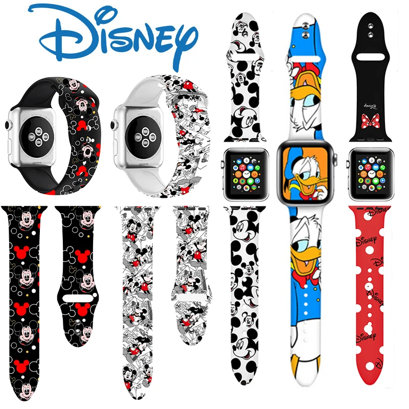 Ремешок для наручных часов Disney силиконовый браслет Apple Watch 1 2 3 4 5 6 44 42 40 38 мм с милым