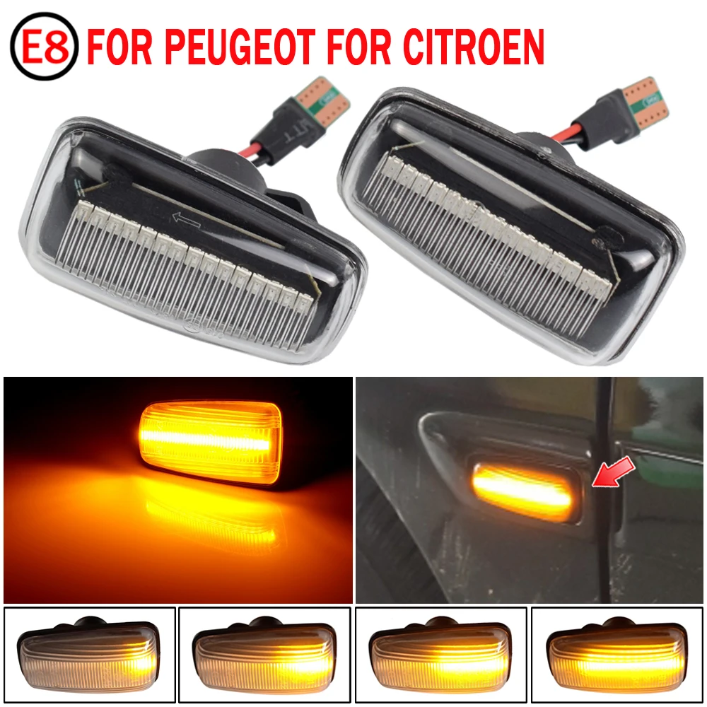 

2pcs Clear Dynamic Flowing LED Side Marker Signal Light For Fiat Ulysse 220 Sequential Blinker Lamp
