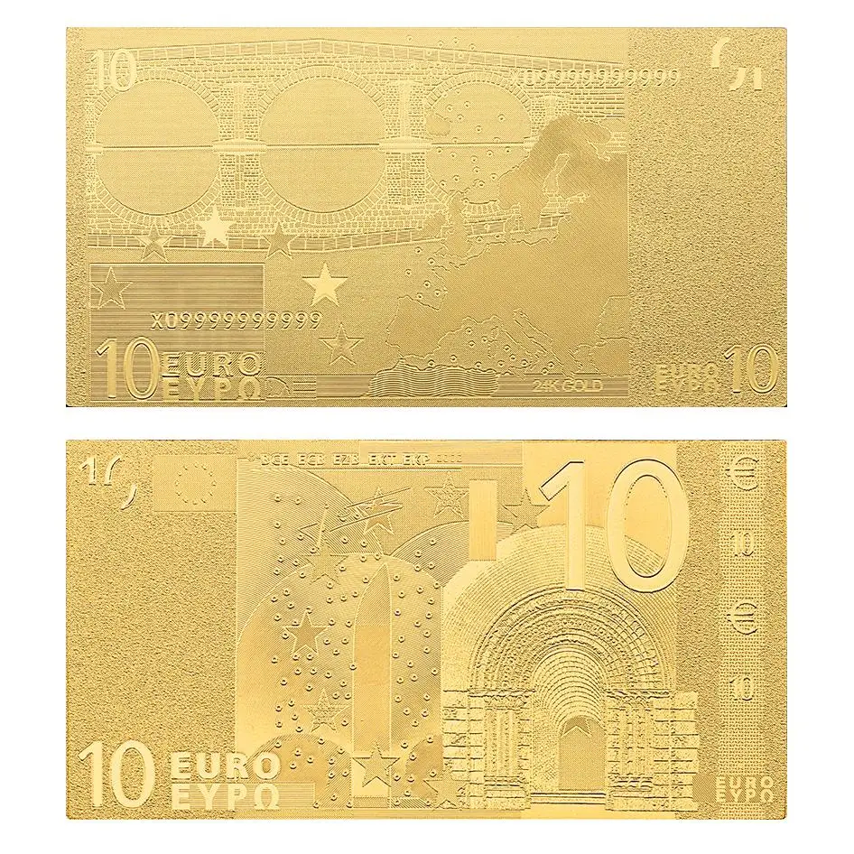 Памятная монета в подарок 10 евро старая банкнота 24k позолоченная Рождественская