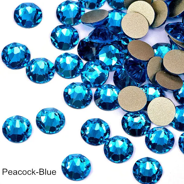 Peacock Blue Ss30, 8, большие, 8, маленькие, 16 граней, Стразы для ногтей, стеклянные стразы с плоской задней стороной, много цветов, не Горячие Стразы для украшения ногтей B3744 - Цвет: Peacock Blue
