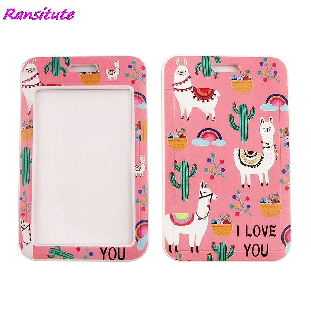 Ransitute R1624 Kawaii розовый Альпака держатель ИД студента с завязками на шее Мобильный
