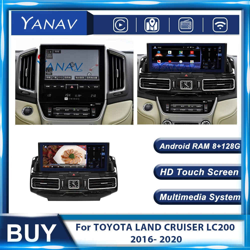 

Антибликовое автомобильное радио на Android 10,0, 128 ГБ для TOYOTA LAND CRUISER LC200 2016- 2020, автомобильное стерео, GPS-навигация, мультимедийный плеер