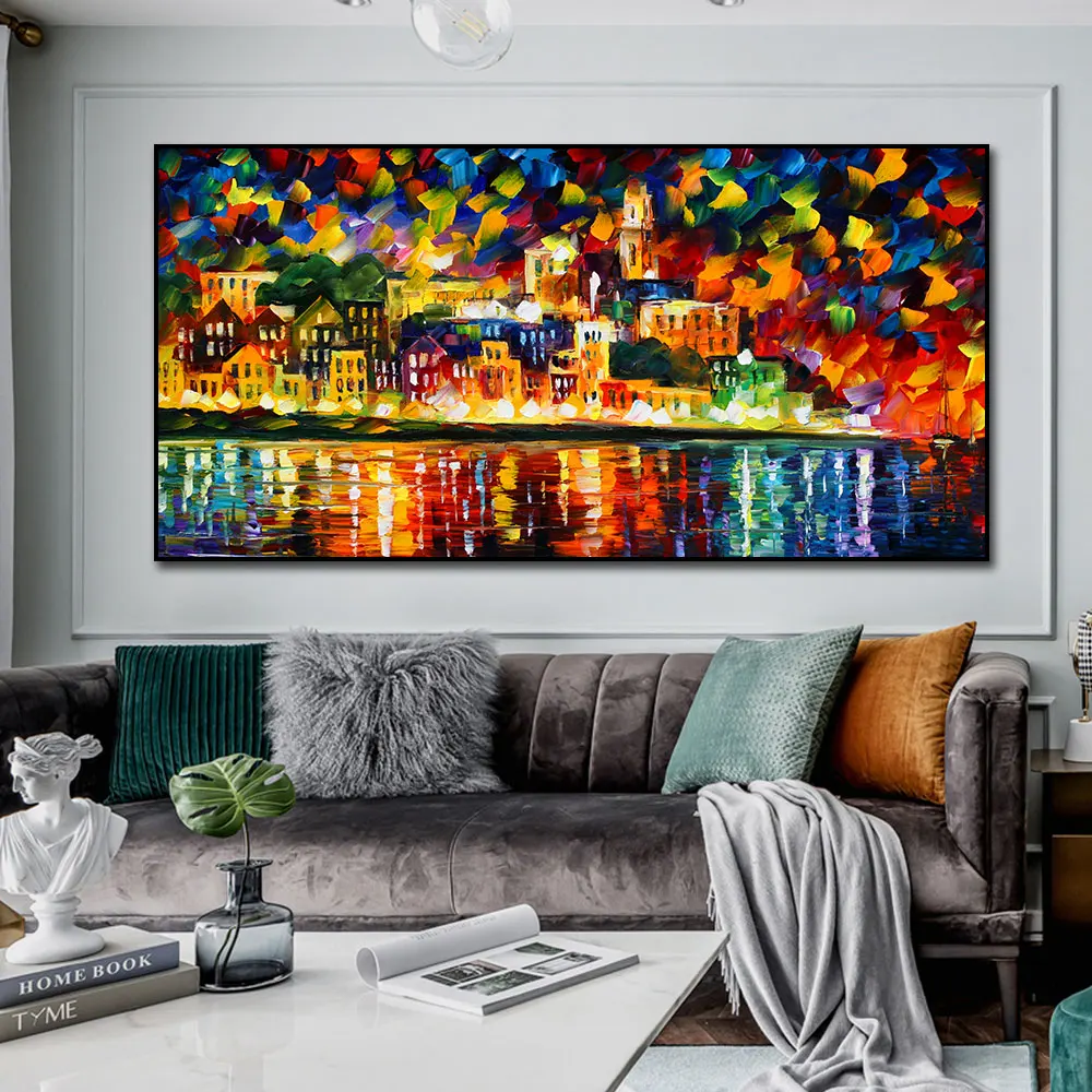 

Urban Architectural Landscape Abstract Oil Painting Print On Canvas Nordic Poster Wall Art Picture For Living Room Home Decor