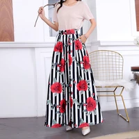 summer skirt womens jupe longue high waist pockets long vintage floral striped print maxi chic 3xl casual