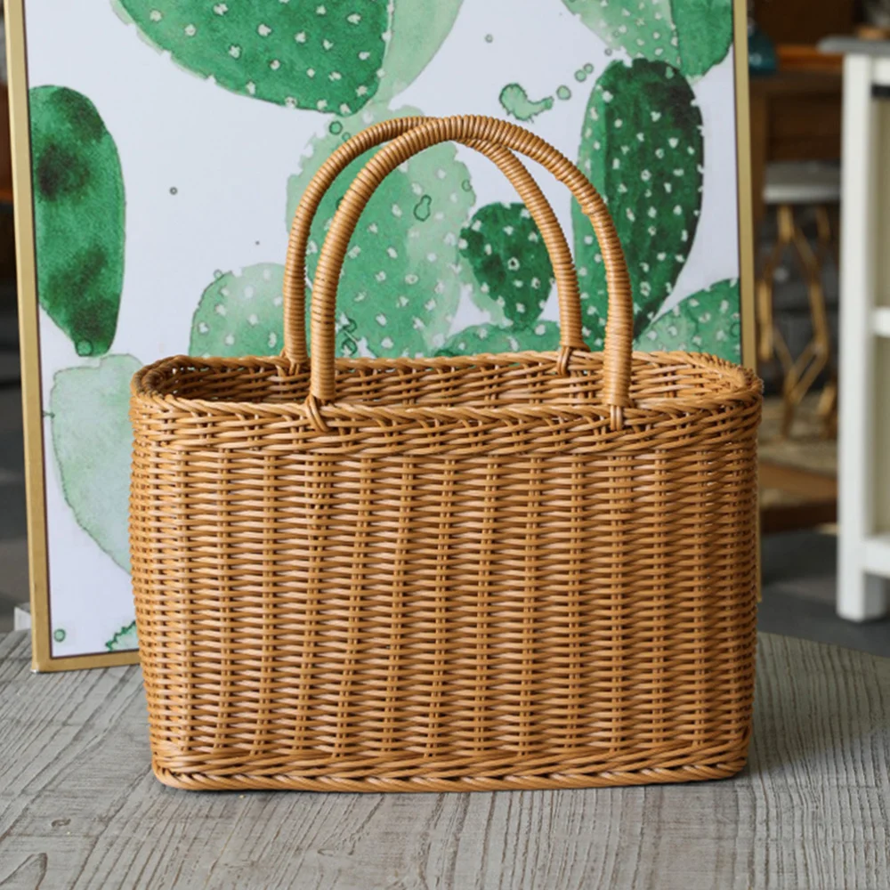 

1Pc Household Storage Basket Decorative Hand Basket Flower Packing Basket