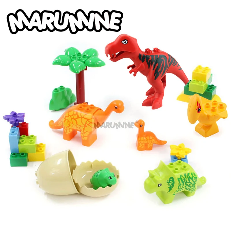 Marumine 6 шт. Duplo блоки динозавр тираннозавр рекс Птерозавр длинный шейный дракон