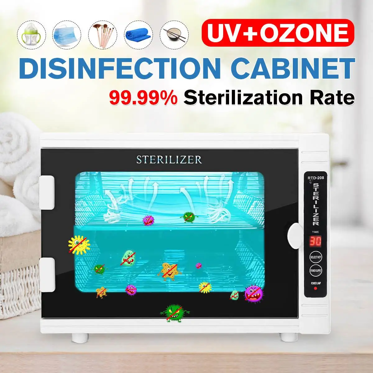 

10L UV Sterilizer Box Nail Manicure Tools Disinfection Cabinet Mini Ozone Ultraviolet Timer Sterilization Esterilizador