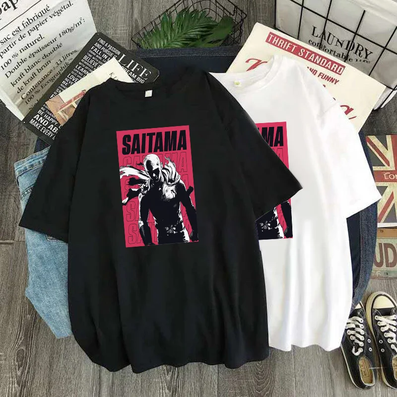 

Футболка с принтом Аниме One Punch Man, топ с принтом героя Сайтама Харадзюку, хлопковая Повседневная Уличная одежда для мужчин и женщин, на лето