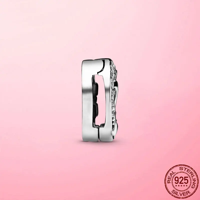 

Reflection Clip New 925 Sterling Silver Asymmetrical Heart and Arrow Clip Charm fit Pandora Mesh Bracelet DIY Silver 925 Jewelry