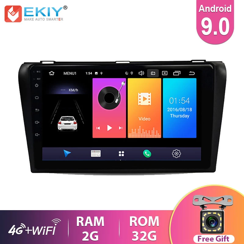 

EKIY 9'' IPS Car Multimedia Android 9.0 No 2 Din Auto Radio For Mazda 2004-2009 Navi GPS Navigation 4G WIFI Stereo Video Player