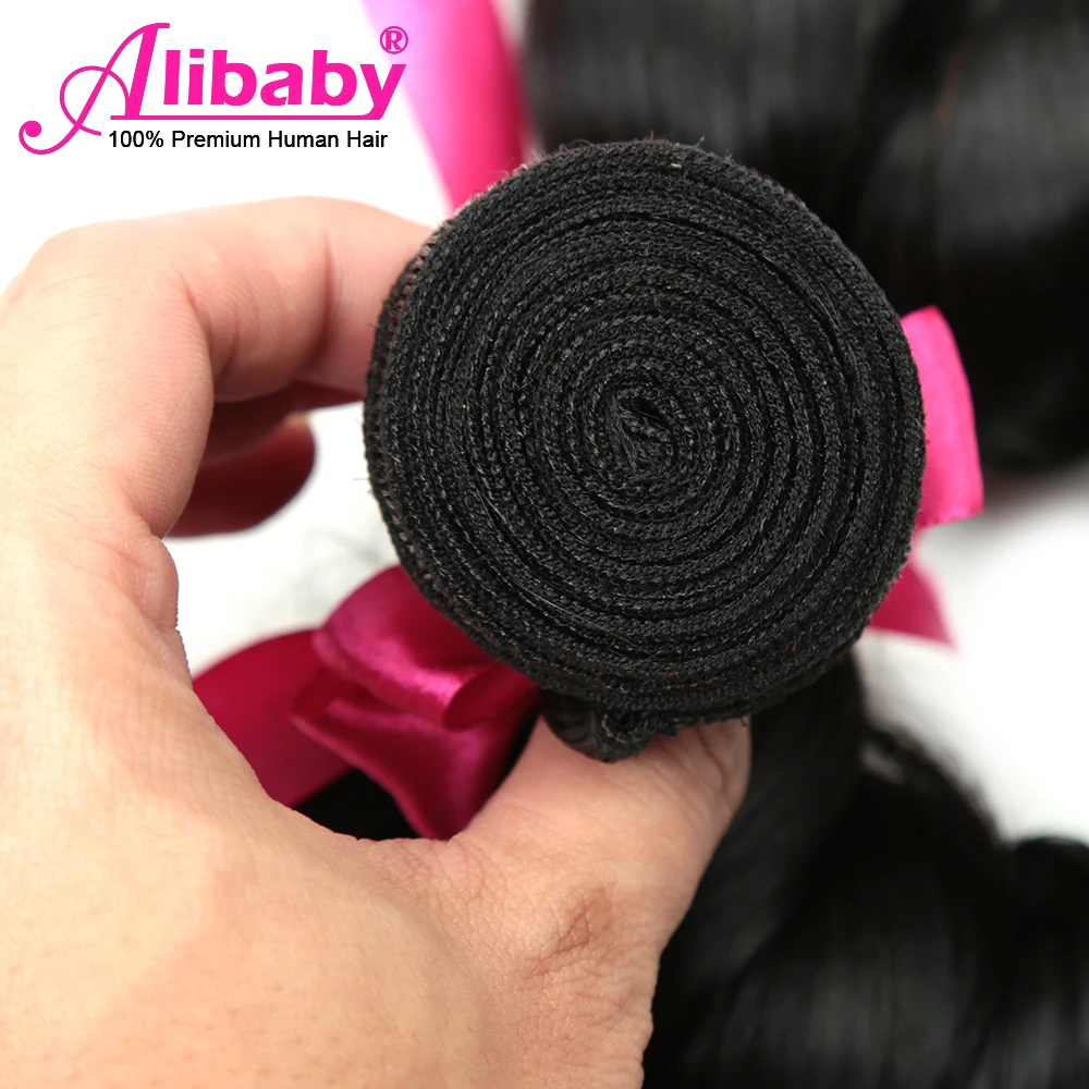 Alibaby, перуанские пряди, свободные волнистые пряди, 3 шт./лот, не Реми, человеческие волосы, натуральный цвет, волнистые волосы для наращивания