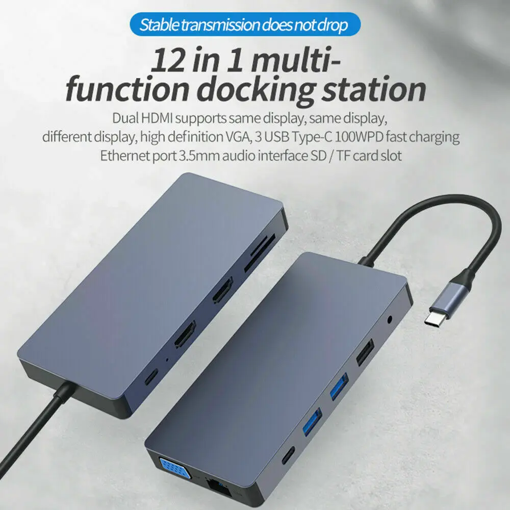 Док станция для ноутбука 12 в 1 USB 3 0 HDMI VGA PD|USB-хабы| |