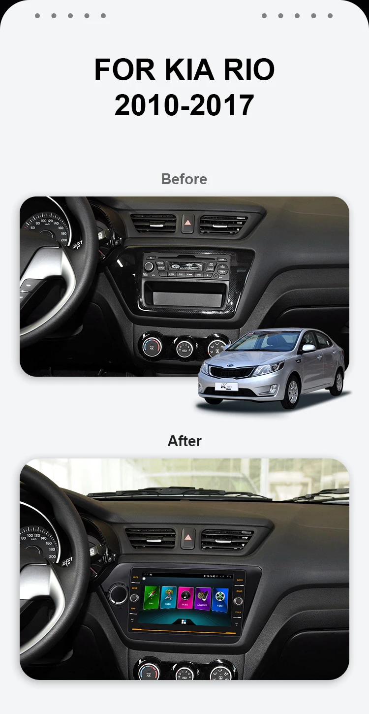 2Din Android 8,1 Автомобильный мультимедийный dvd-плеер для KIA RIO 3 2010- Авторадио Навигация gps стерео радио Кассетный рекордер 4G