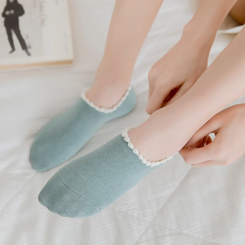 Модные мягкие хлопковые женские носки с кружевными оборками высокое качество