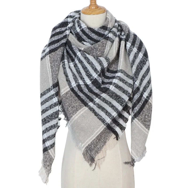 2019 knitted women scarf plaid warm cashmere scarves shawls luxury brand bandana pashmina lady wrap knit blanket neck striped |