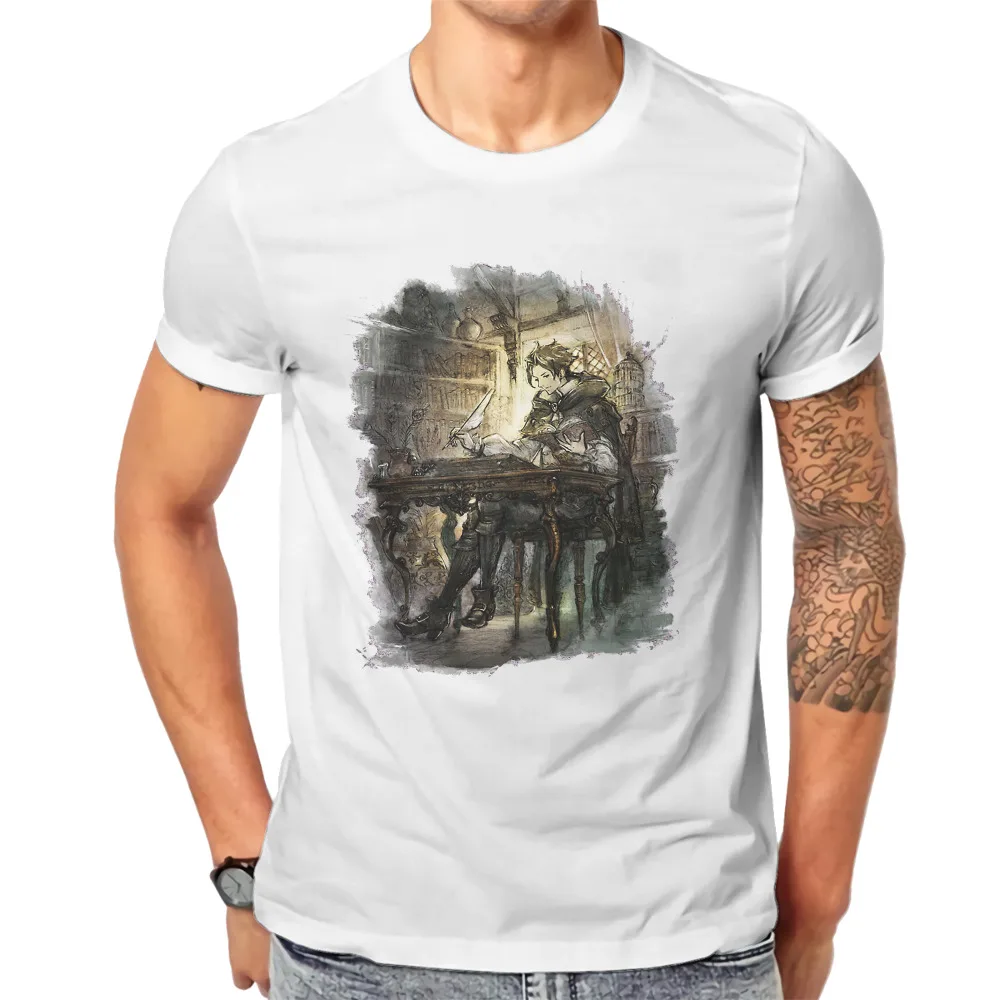 

Cyrus Albright Round Collar TShirt Octopath Traveler Video Game Pure Cotton Basic T Shirt Men Tops Fashion Plus Size