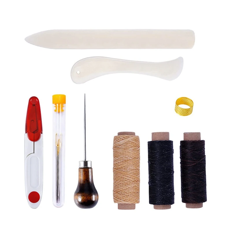 Акция! Набор для шитья кожи набор из 15 игл ручного вощеная нить коврового