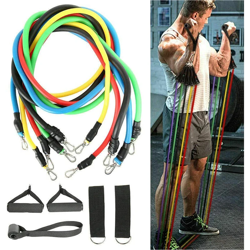 

11pcs/set Resistance Band Yoga Home Gym Exercise Training Expander Tube Elastic Pull Ropes Indoor Portable Fitness Equipment