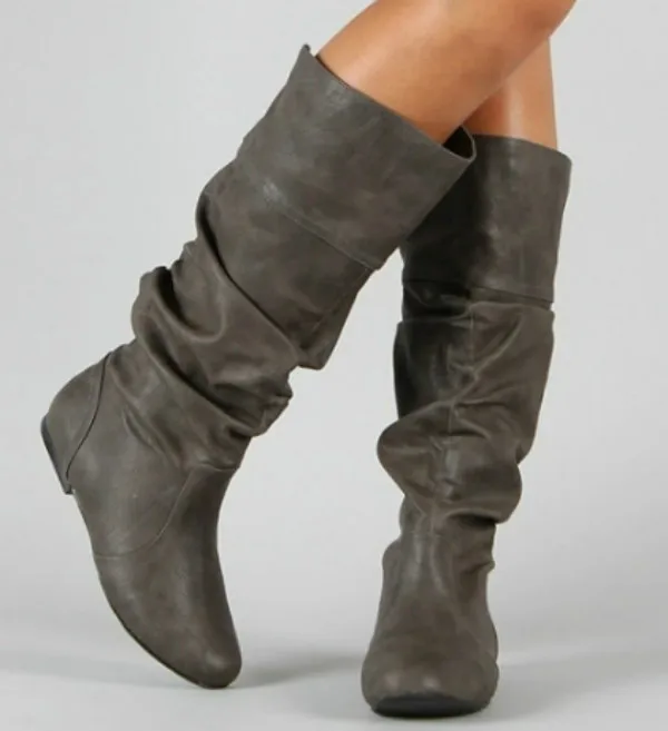 

Lasyarrow Over The Knee Boots Women Pu Elastic Boots Female Round Toe Shoes Concise Flat Shoes Autumn Winter 2022 Plus Size 43