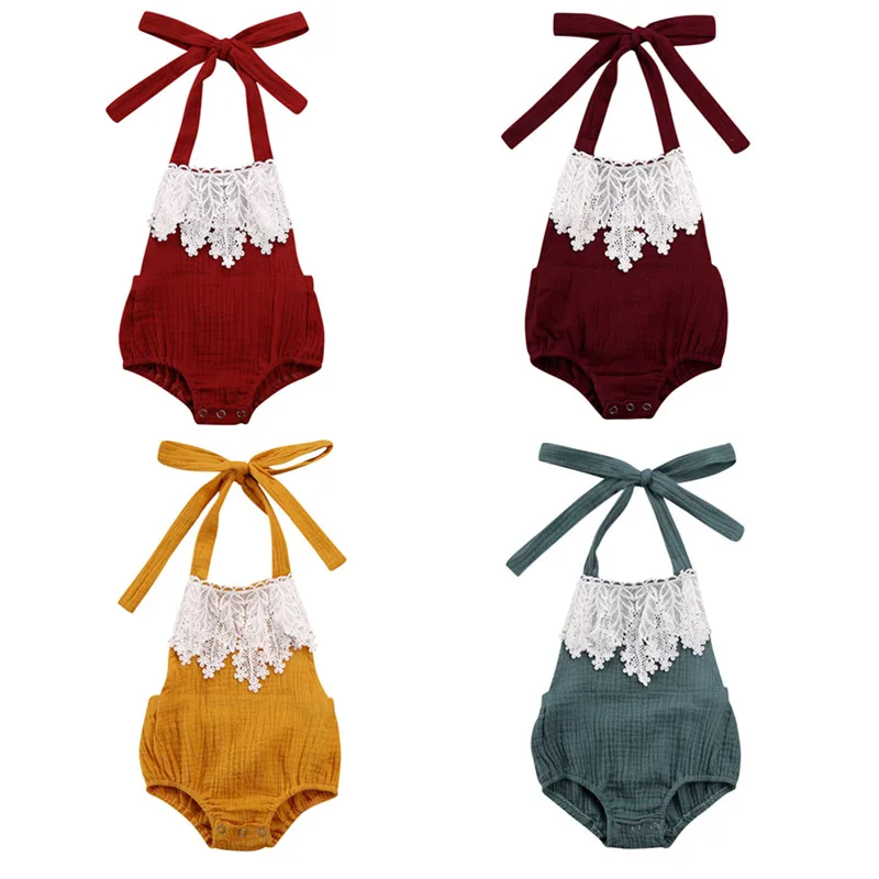 Кружевной комбинезон с оборками для новорожденных девочек 0 24 месяцев комплект