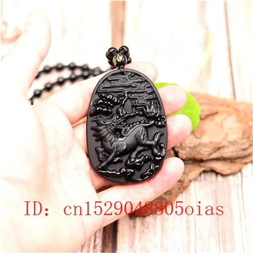 Натуральный Черный Дракон из обсидиана кулон бусы ожерелье модное очарование