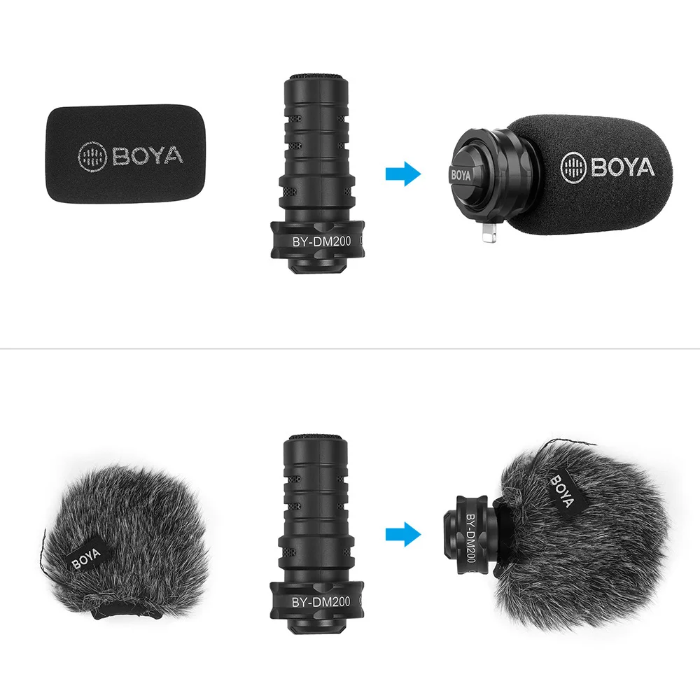 BOYA BY DM100 DM200 A7H цифровой конденсаторный микрофон для iPhone Samsung Android телефонов iPad iPod 3 5