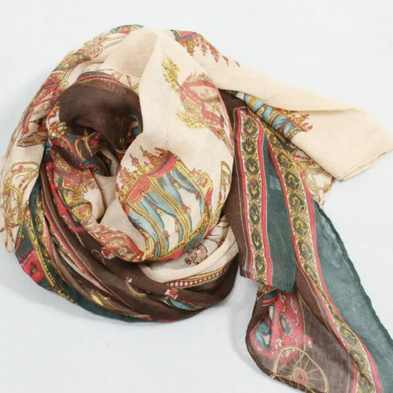 1 шт. Женский хлопковый длинный шарф с принтом| |