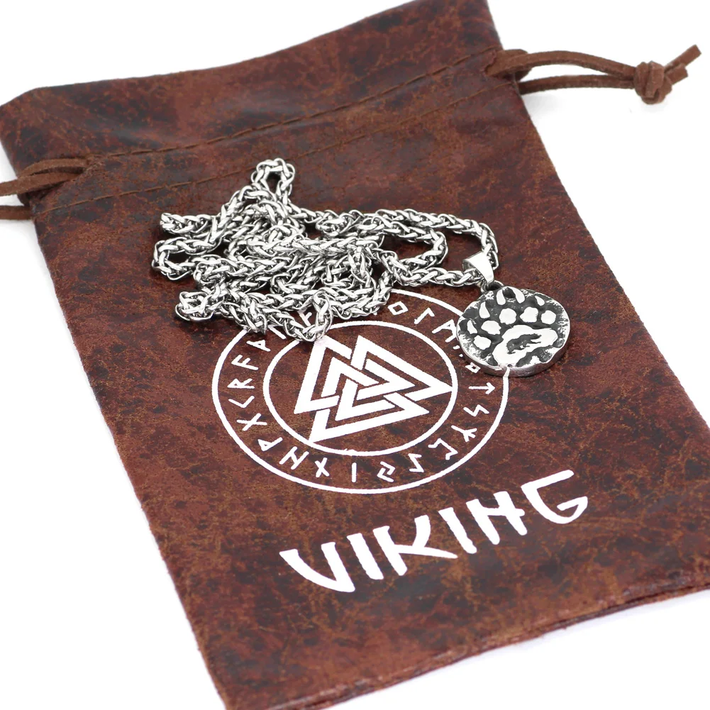 Из нержавеющей стали скандинавский Викинг амулет Руна маленький медведь лапа