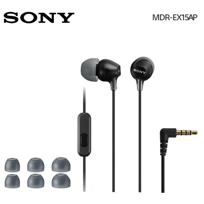Оригинальный MDR-EX15AP 3 5 мм проводные наушники вкладыши сабвуфер стерео Hands-free с