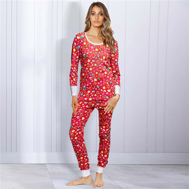 

Vintage Print Tracksuit Women Two Piece Set Christmas Festival Clothing Sets Lounge Wear Long Sleeve Top and Pants Suit Homewear