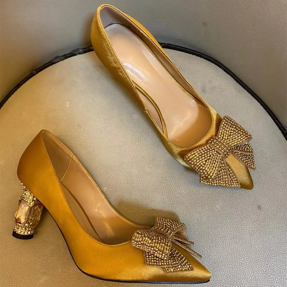 Сезон осень-зима Женские свадебные туфли бриллианты высокого качества с