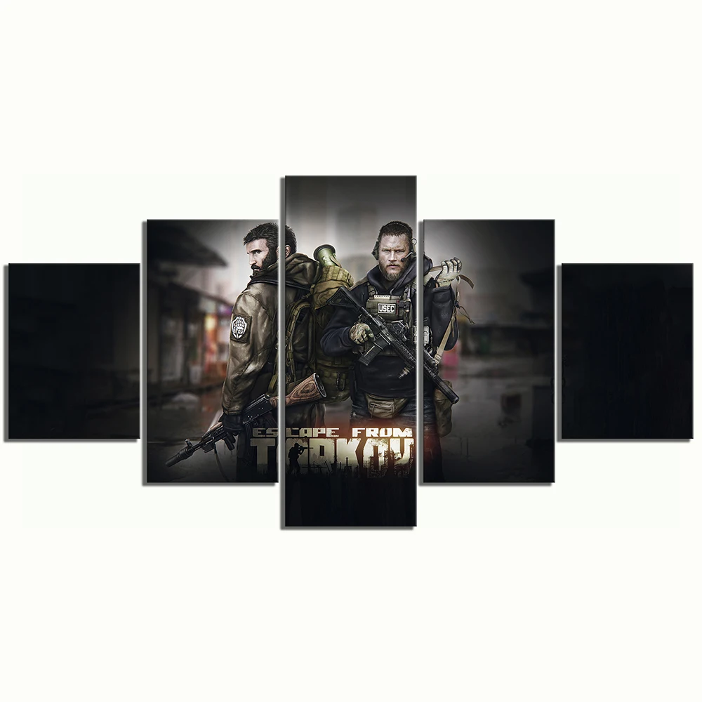 Фото 5-панельная побег из Таркова без рамки, игра Куадрос HD, настенное искусство, холст, постеры, картины, домашний декор для гостиной №1