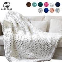 photography decoration knitted blanket winter warm thick yarn bulky knitting blankets handmade large big sofa bed blanket