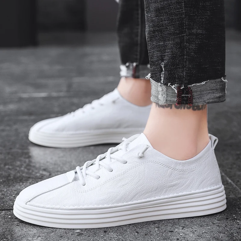 

Leather Sneakers Casual Shoes Men White black Sneakers Flat New Arrival Designer Laces Comfort fashion Sneakers Sport Shoes Man