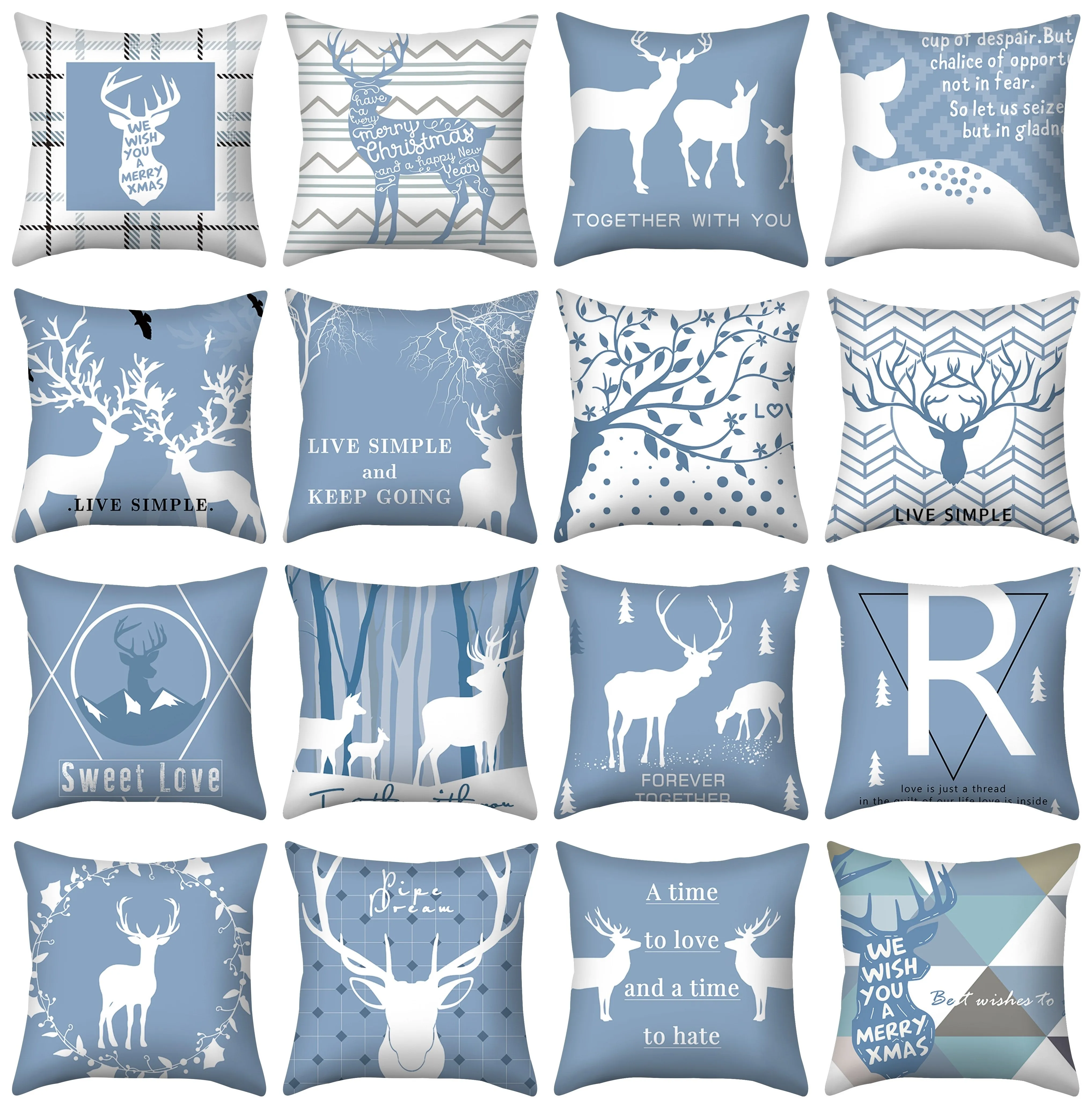 

Christmas Pillow Cover 18X18 Inches Elk Printed Pillowcase Decorative Cushion Cover Xmas For Home Decoration Navidad Xmas Gifts