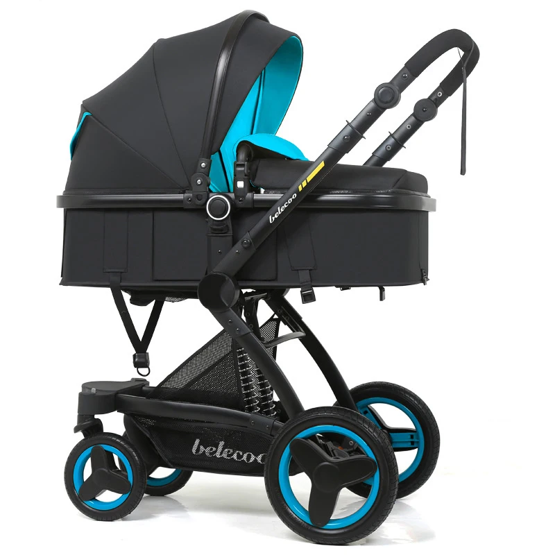 

2021 New baby stroller 3 in 1,Luxury travel baby carriage,Portable Folded baby stroller,High Landscape Pu leather pram,Folded