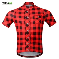 wosawe mountain bike riding suit quick dry breathable cycling suit short sleeve top classic lattice cycling jersey