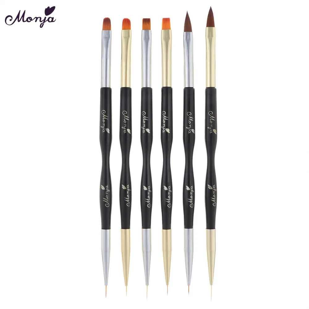 Monja двухсторонний дизайн ногтей полосы линии лайнер DIY кисть для рисования жидкий