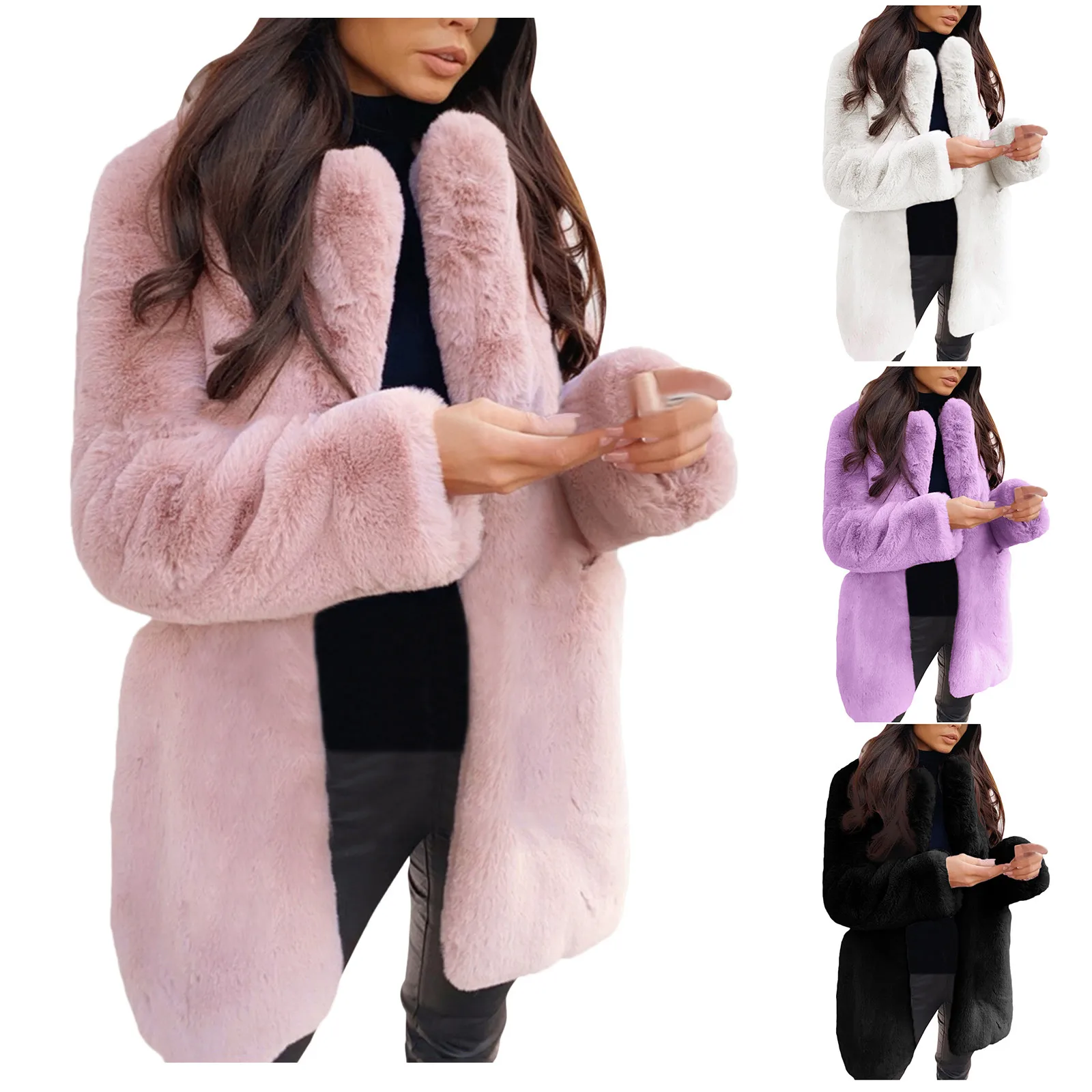 

Jacket Women Coat Solid Overcoat Lapel Outercoat Thick Warmth Cardigan Winter Coat Warm Women's Coat Winter Jacket